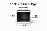 Square Steel Tubing-1-1/4’’ x 1-1/4’’ x 11ga (0.120’’)-Select Length - 1-1/4 x 1-1/4