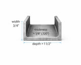 Steel Channel- 1-1/2’’ x 3/4’’ x 1/8’’(0.120’’) - Select Length - 1-1/2 x 3/4