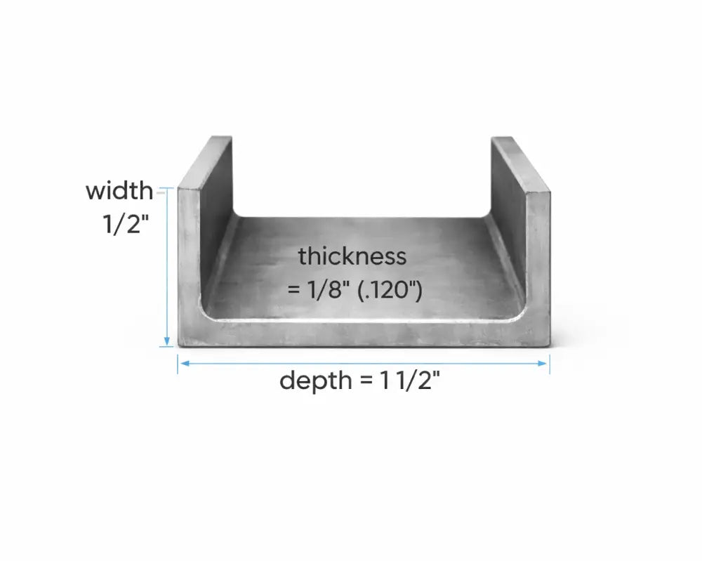 Steel Channel- 1-1/2’’ x 1/2’’ x 1/8’’(0.120’’) - Select Length - 1-1/2 x 1/2