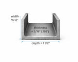 Steel Channel- 1-1/2’’ x 9/16’’ x 3/16’’(0.188’’) - Select Length - 1-1/2 x 9/16