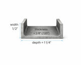 Steel Channel- 1-1/4’’ x 1/2’’ x 1/8’’(0.120’’) - Select Length - 1-1/4 x 1/2