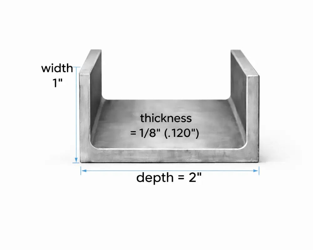 Steel Channel- 2’’ x 1’’ x 1/8’’(0.120’’) - Select Length - 2 x 1