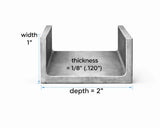 Steel Channel- 2’’ x 1’’ x 1/8’’(0.120’’) - Select Length - 2 x 1