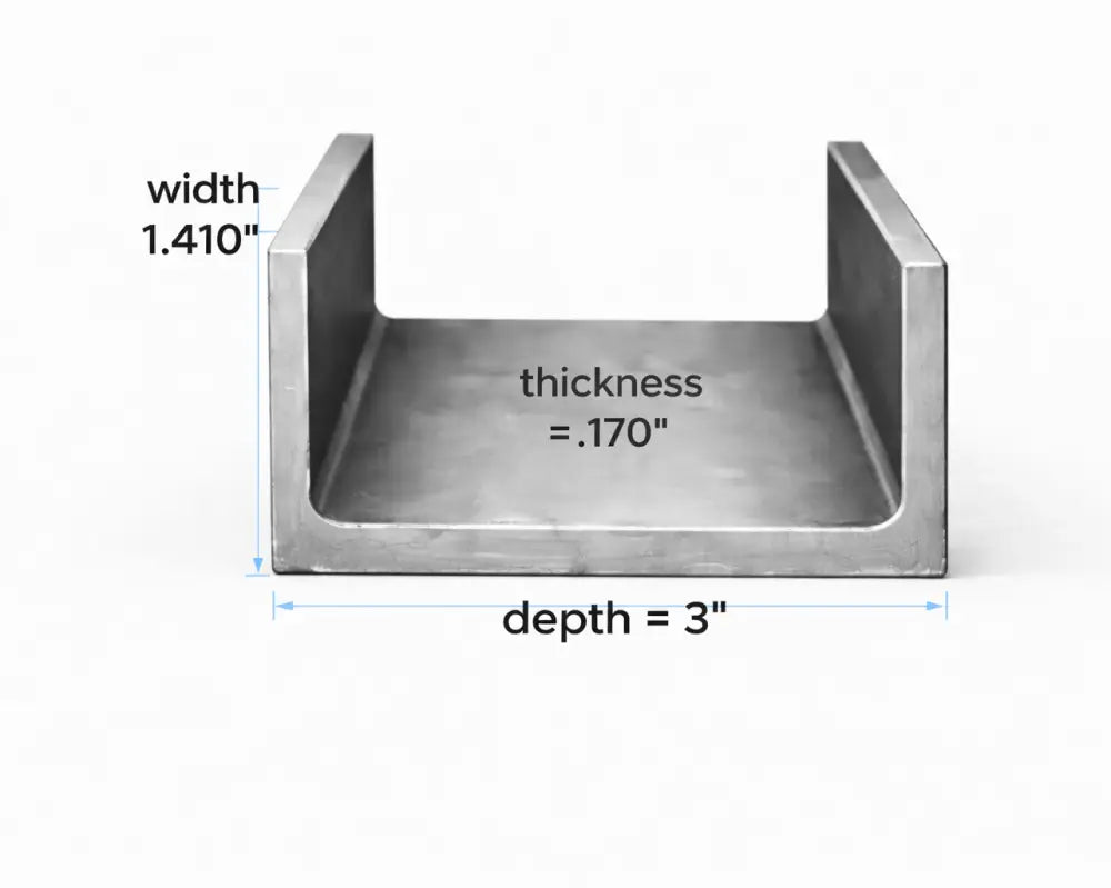 Steel Channel- 3’’ x 4.1lb (3’’ x 1.410’’ x.170’’) - Select Length - 3 x 1.410