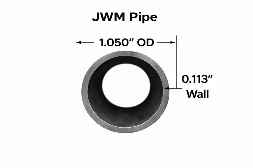 JWM Pipe with 1.050" outer diameter and 0.113" wall thickness for steel pipe applications.