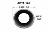 3.500" outer diameter JWM Pipe with 0.216" wall thickness, showcasing steel pipe specifications.