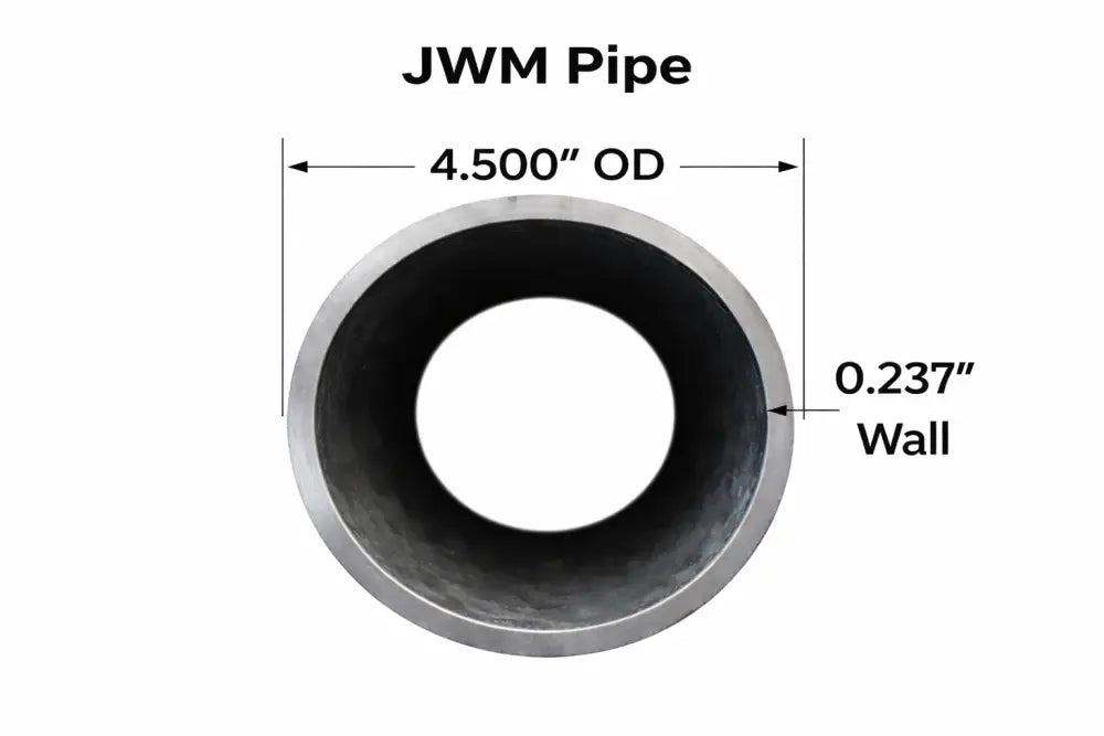 4.500" OD JWM steel pipe with a wall thickness of 0.237", ideal for structural applications.