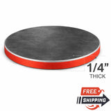 Steel Plate Circle-1/4" Thick with a red edge and smooth surface, showcasing material specifications.