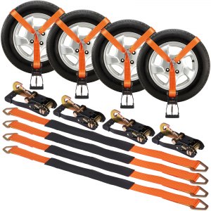 Ratchet Tie Down Straps Kit, 2" x 120" Tire Straps, 5512 LBS Working Load, 11023 LBS Breaking Strength, Car Tie Down Straps with Snap Hooks for Passenger Car, Truck, Trailer, 4-Pack | US