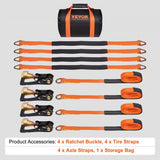 Ratchet Tie Down Straps Kit, 2" x 120" Tire Straps, 5512 LBS Working Load, 11023 LBS Breaking Strength, Car Tie Down Straps with Snap Hooks for Passenger Car, Truck, Trailer, 4-Pack | US
