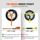 Ratchet Tie Down Straps Kit, 2" x 120" Tire Straps, 5512 LBS Working Load, 11023 LBS Breaking Strength, Car Tie Down Straps with Snap Hooks for Passenger Car, Truck, Trailer, 4-Pack | US