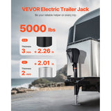 5000 lb Electric Trailer Jack – 10–33.8” Lift, 7 Pin
