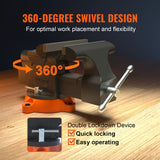Bench Vise, 6-inch Jaw Width 5.9-inch Jaw Opening, 360-Degree Swivel Locking Base Multipurpose Vise with Anvil, Heavy Duty Ductile Iron Workbench Vise with Bolts & Nuts, for Drilling, Pipe Cutti | US