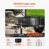 2000 lbs Trailer Jack – 11.1"-21" Lift, 10" Travel