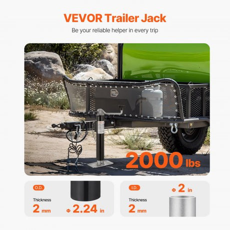 2000 lbs Trailer Jack – 11.1"-21" Lift, 10" Travel