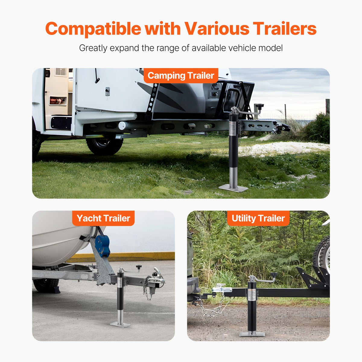 2000 lbs Trailer Jack – 11.1"-21" Lift, 10" Travel