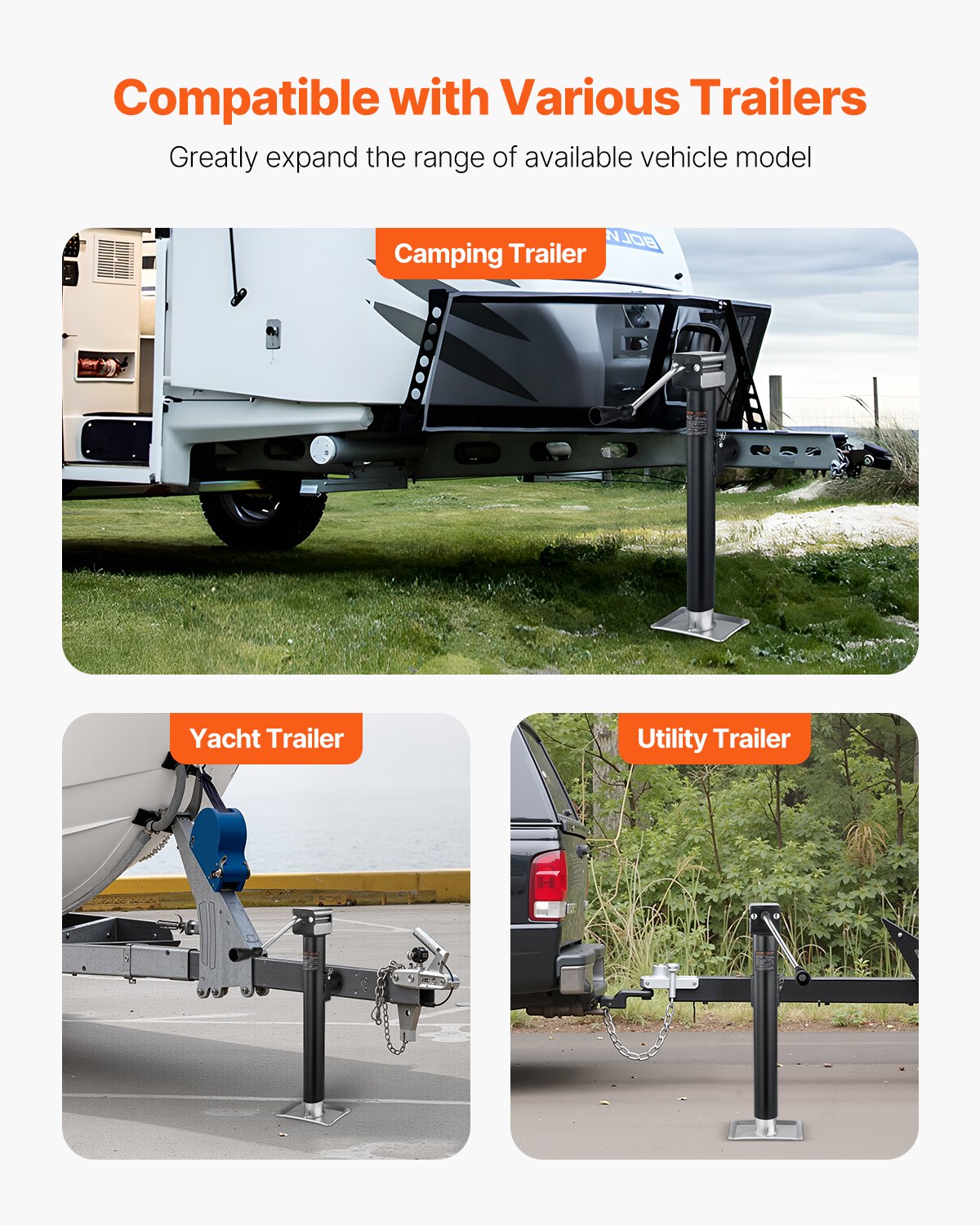 5000 lb Trailer Jack – Weld-On Swivel, 15-Inch Travel
