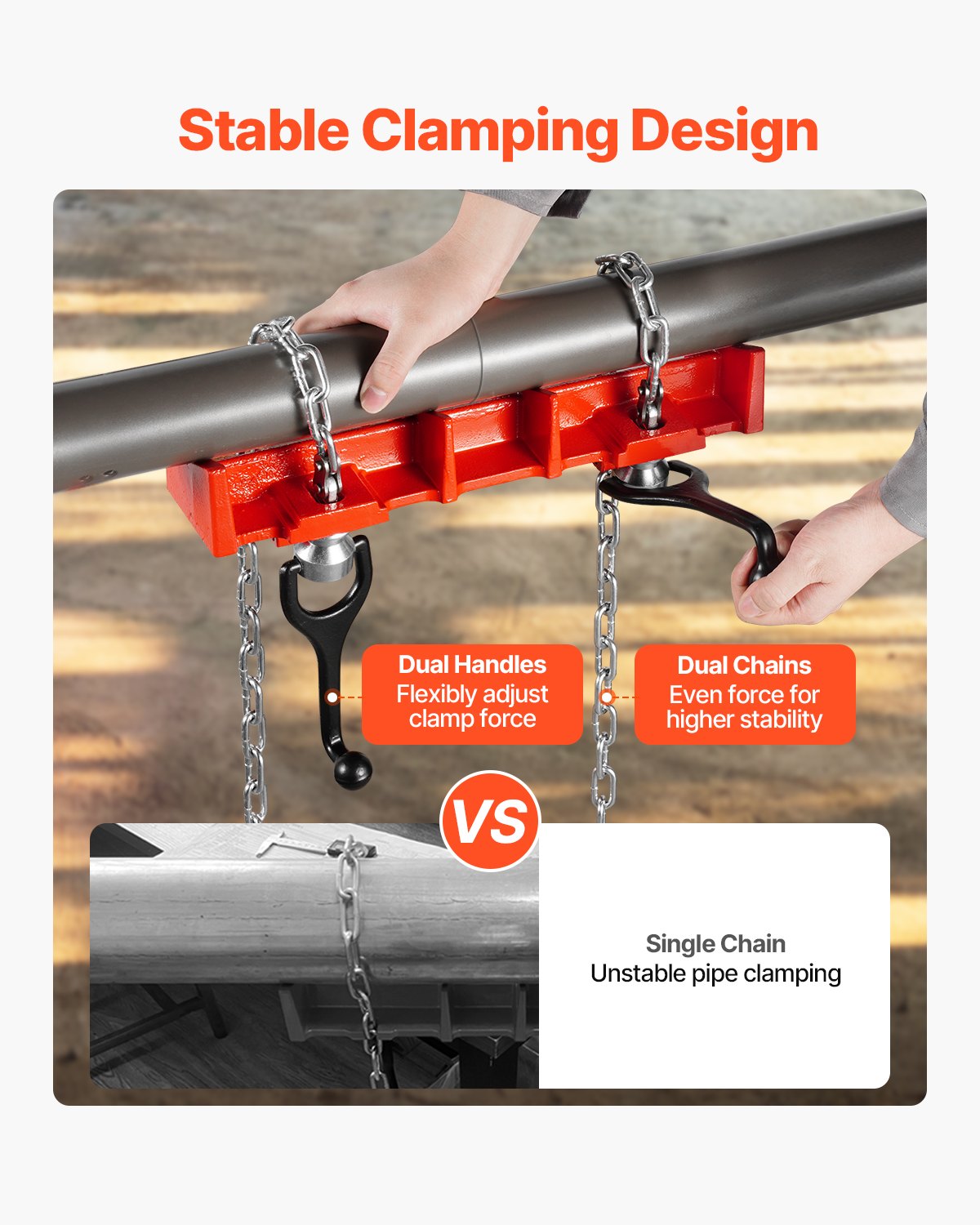 Straight Pipe Welding Vise – 1/2" to 8" Clamp
