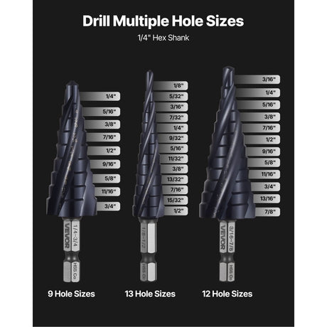VEVOR Step Drill Bit Set 1/8-7/8" JTZTLXSM35GGQOKP2001V0
