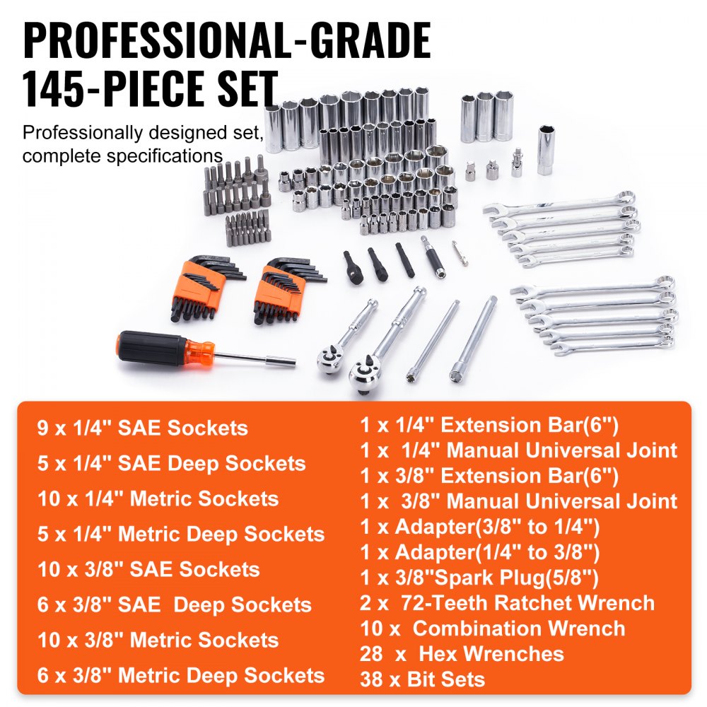 XL3263 Mechanics Tool Set SAE and Metric with Storage Case