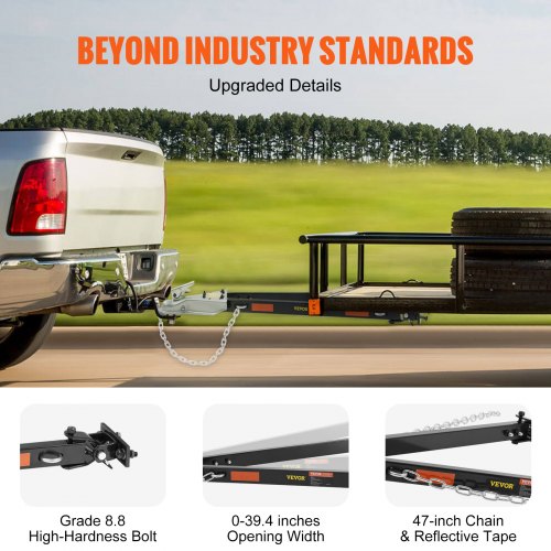 Tow Bar, 5500 lbs Towing Capacity with Chains, Powder-Coating Alloy Steel Bumper-Mounted Universal Towing Bar, Coupler Fits 2-Inch Ball Hitch, 39.4-Inch Opening Width, for RV Car Trailer Truck | US