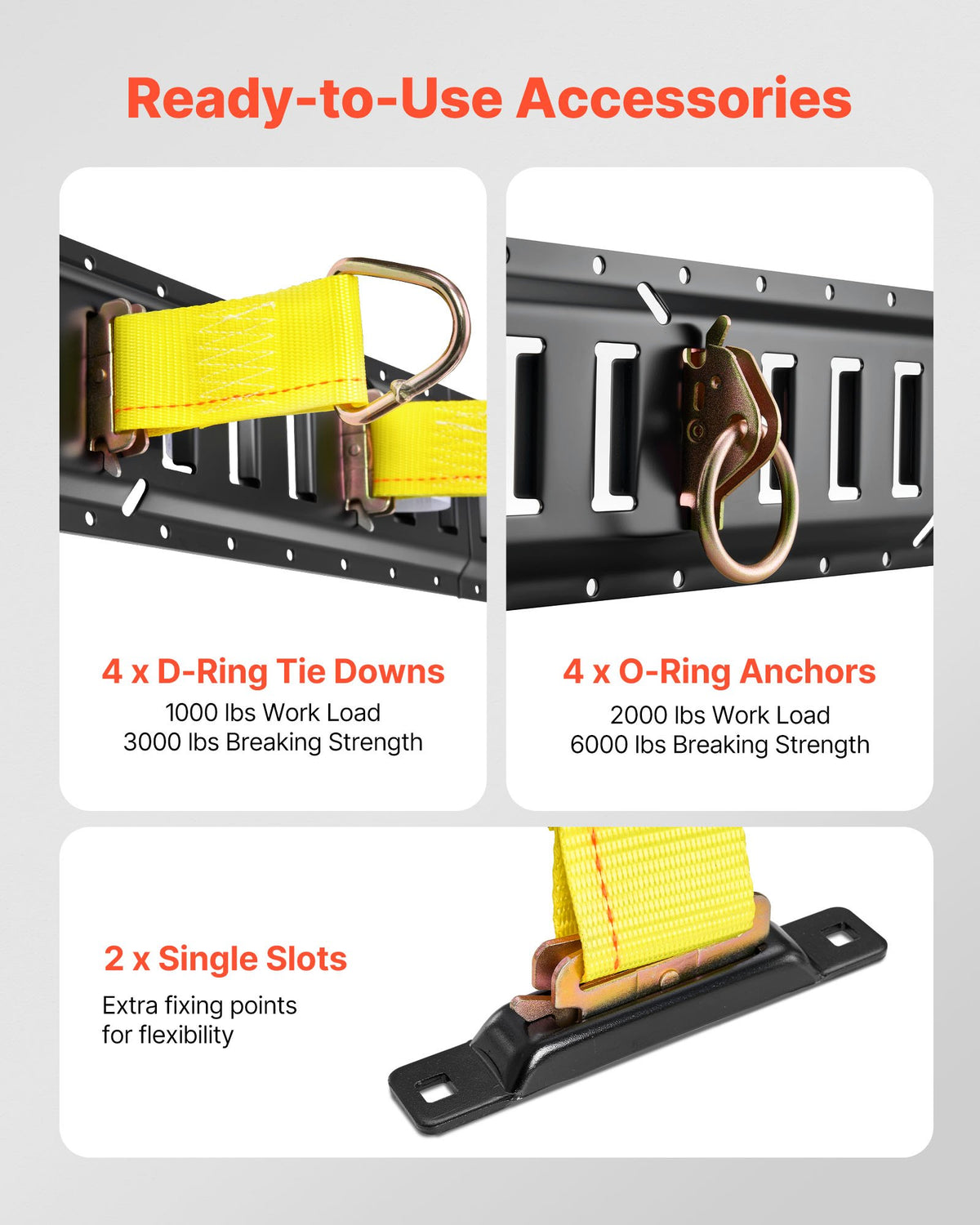 E Track Rails – 4 Pack, 1.3 Ft, 1500 Lb Kit Set