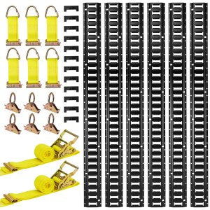 Black E Track Rails – 6 Pack, 5 Ft, 26 Pcs Steel