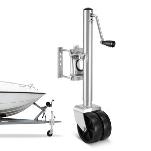 Trailer Jack with Wheel, 2000 lbs Load Capacity, Heavy Duty Swivel Boat Trailer Jack with PP Dual Wheel & Ergonomic Handle, 15-27 Inch Lift Range, Fit for RVs, Boats and Utility Trailers | US