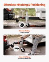Trailer Jack with Wheel, 2000 lbs Load Capacity, Heavy Duty Swivel Boat Trailer Jack with PP Dual Wheel & Ergonomic Handle, 15-27 Inch Lift Range, Fit for RVs, Boats and Utility Trailers | US