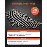 VEVOR Flex-Head Ratcheting Wrench Set JH0024-2 24-Piece Gray Nickel