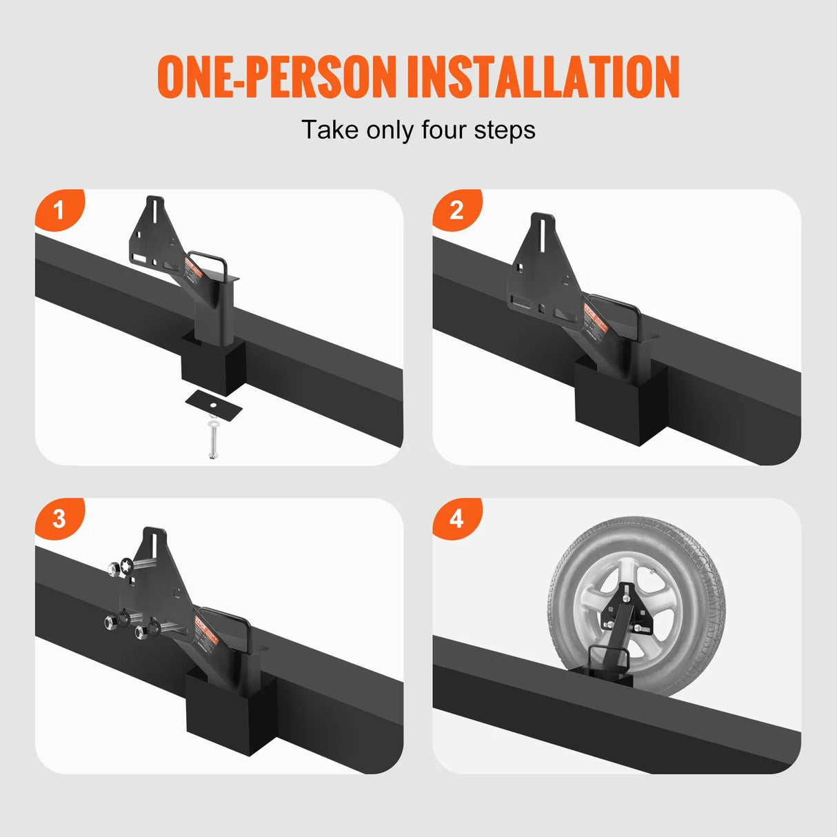 160 lb Universal Trailer Spare Tire Carrier – 4, 5, 6 & 8 Lug Wheels