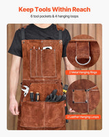 Premium Cowhide Leather Welding Apron – Heat & Flame Resistant with 6 Tool Pockets for Welding, Blacksmithing & Shop Work