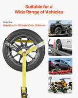 2" Heavy-Duty Car Trailer Tie-Down Straps – 4 Pack – 3,333 lb Working Load