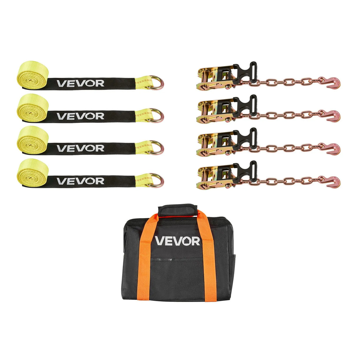 2" Heavy-Duty Car Trailer Tie-Down Straps – 4 Pack – 3,333 lb Working Load