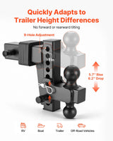 Adjustable Trailer Hitch – 2.5" Receiver, Dual Ball 2" & 2-5/16", 28,000 lb