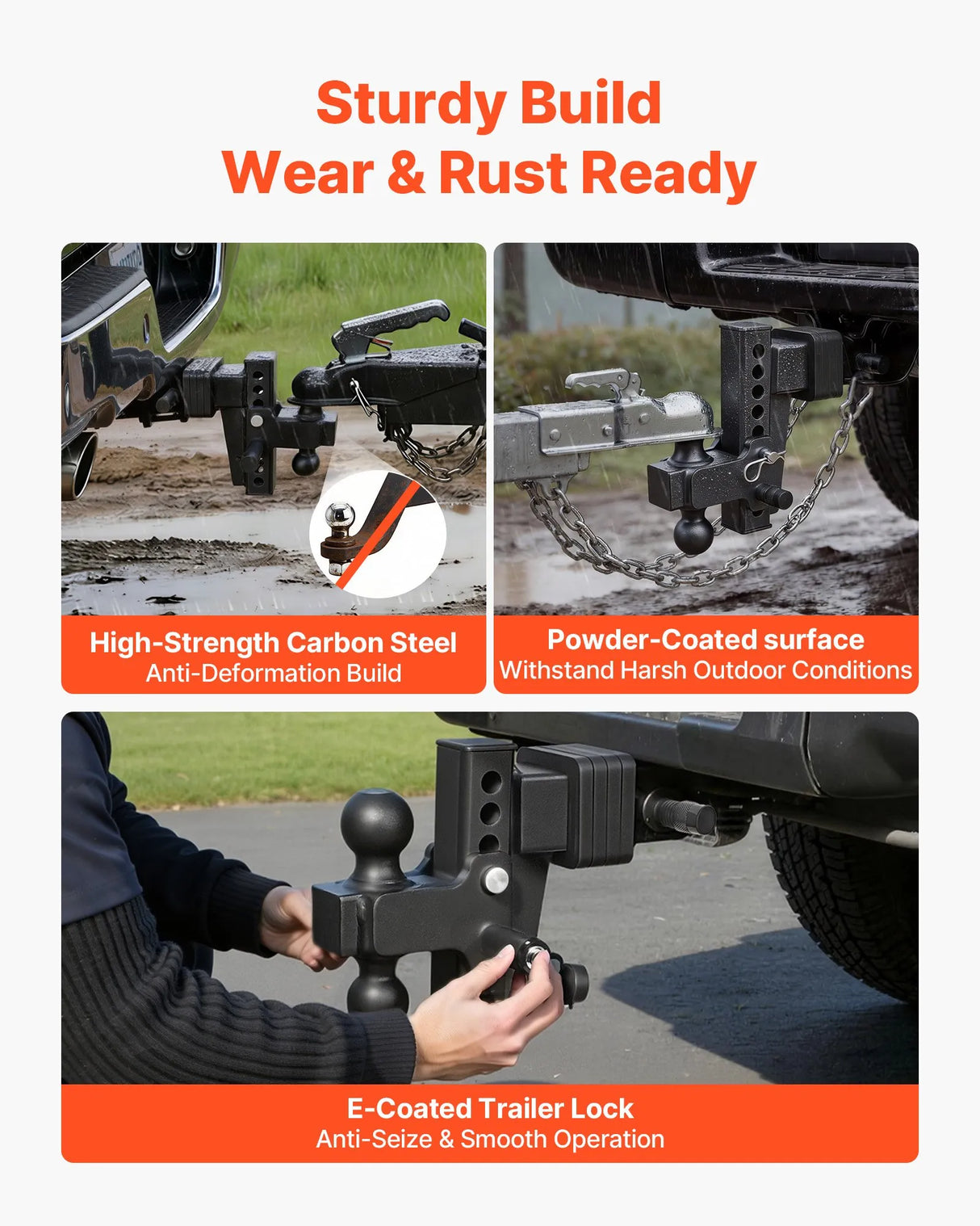 Adjustable Trailer Hitch – 2.5" Receiver, Dual Ball 2" & 2-5/16", 28,000 lb