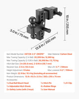 Adjustable Trailer Hitch – 2.5" Receiver, Dual Ball 2" & 2-5/16", 28,000 lb