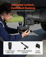 Adjustable Trailer Hitch – 2.5" Receiver, Dual Ball 2" & 2-5/16", 28,000 lb, 8" Drop