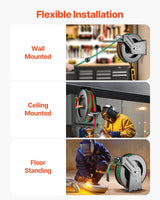 VEVOR Retractable Welding Hose Reel | 1/4" Twin Oxygen & Acetylene Hose | Auto Rewind | 50 ft & 100 ft