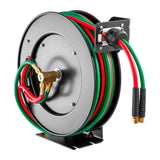 VEVOR Retractable Welding Hose Reel | 1/4" Twin Oxygen & Acetylene Hose | Auto Rewind | 50 ft & 100 ft