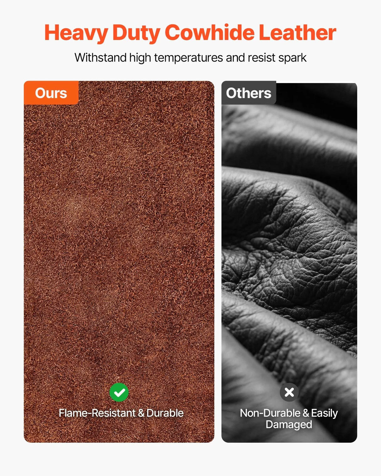 Cowhide Leather Welding Sleeves – Flame-Resistant Arm Protection (Pair)