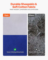 Flame Resistant Welding Sleeves – Sheepskin Leather & FR Cotton Arm Protectors with Elastic Cuffs (Pair)