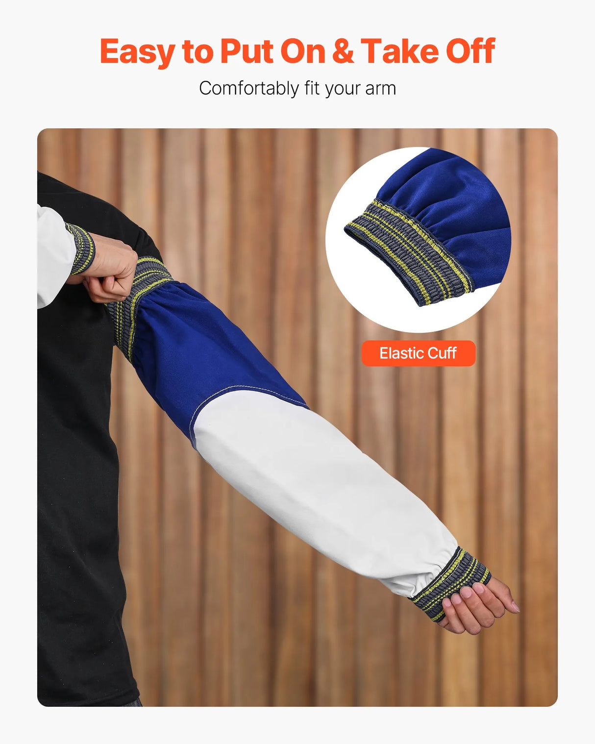 Flame Resistant Welding Sleeves – Sheepskin Leather & FR Cotton Arm Protectors with Elastic Cuffs (Pair)
