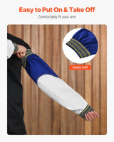 Flame Resistant Welding Sleeves – Sheepskin Leather & FR Cotton Arm Protectors with Elastic Cuffs (Pair)