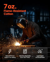 VEVOR Flame-Resistant Welding Jacket – 7 oz FR Cotton, ATPV 9.2, Black