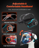 VEVOR Auto-Darkening Welding Helmet – True Color, Solar Powered, 4 Arc Sensors, National Flag