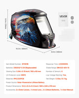 VEVOR Auto-Darkening Welding Helmet – True Color, Solar Powered, 4 Arc Sensors, National Flag