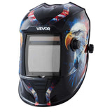 VEVOR Auto-Darkening Welding Helmet – True Color, Solar Powered, 4 Arc Sensors, National Flag