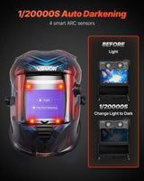 VEVOR Auto-Darkening Welding Helmet – True Color, Solar Powered, 4 Arc Sensors, Cyberpunk