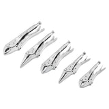 5-Piece Locking Pliers Set – 5", 6.5", 7", 9" & 10" Curved Jaw & Long Nose Vise Grip Set